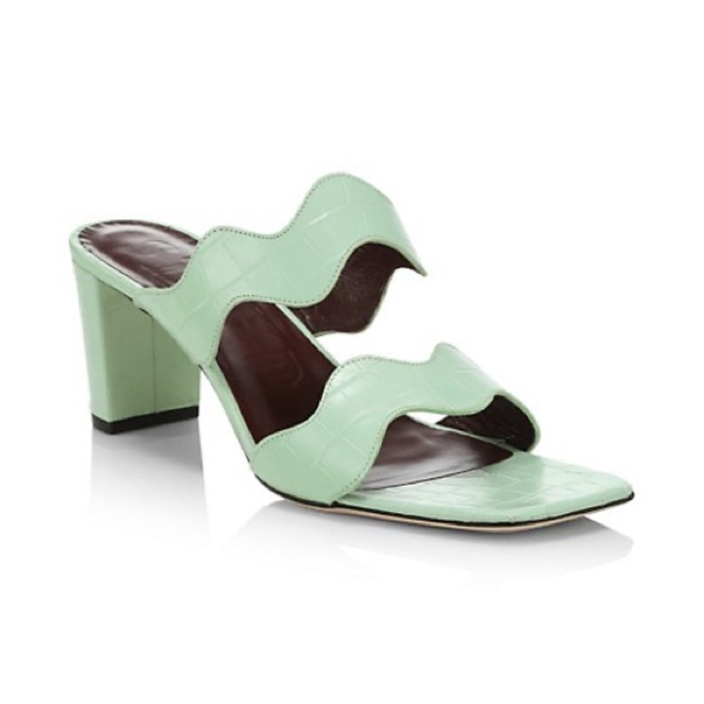 Staud Frankie wavy leather mules sandals size 37.5 (7.5)